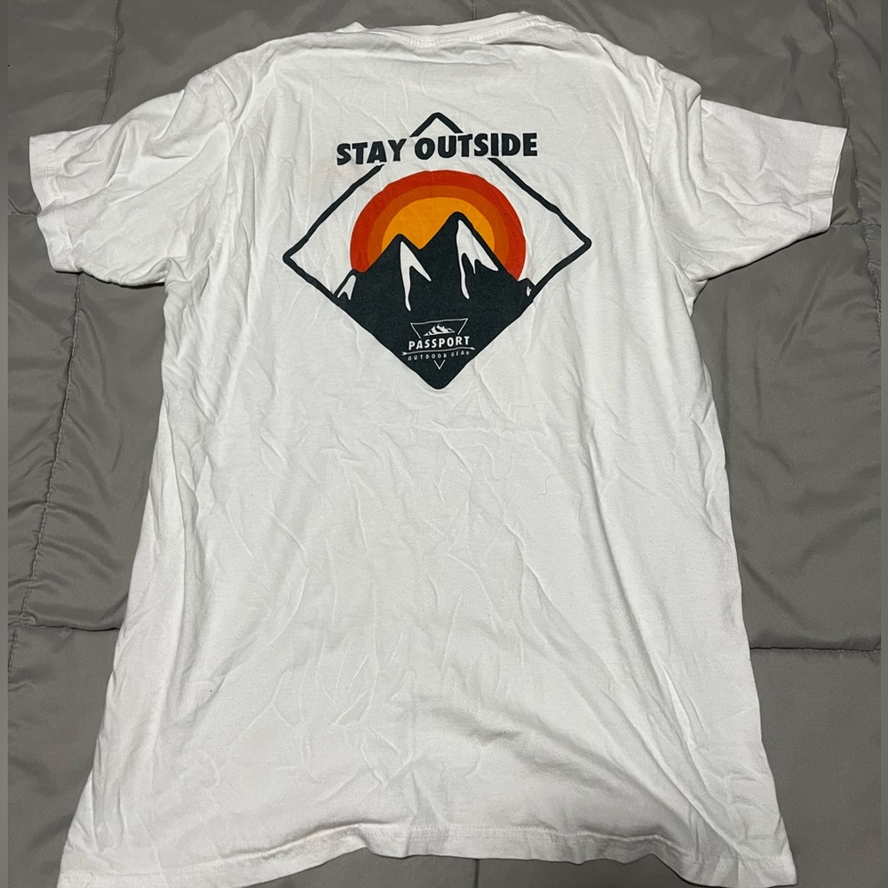 White tee shirt with front and back design